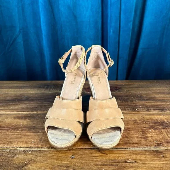 Sperry Skye Leather Espadrille Wedge Sandal Size 10M - Picture 2 of 11